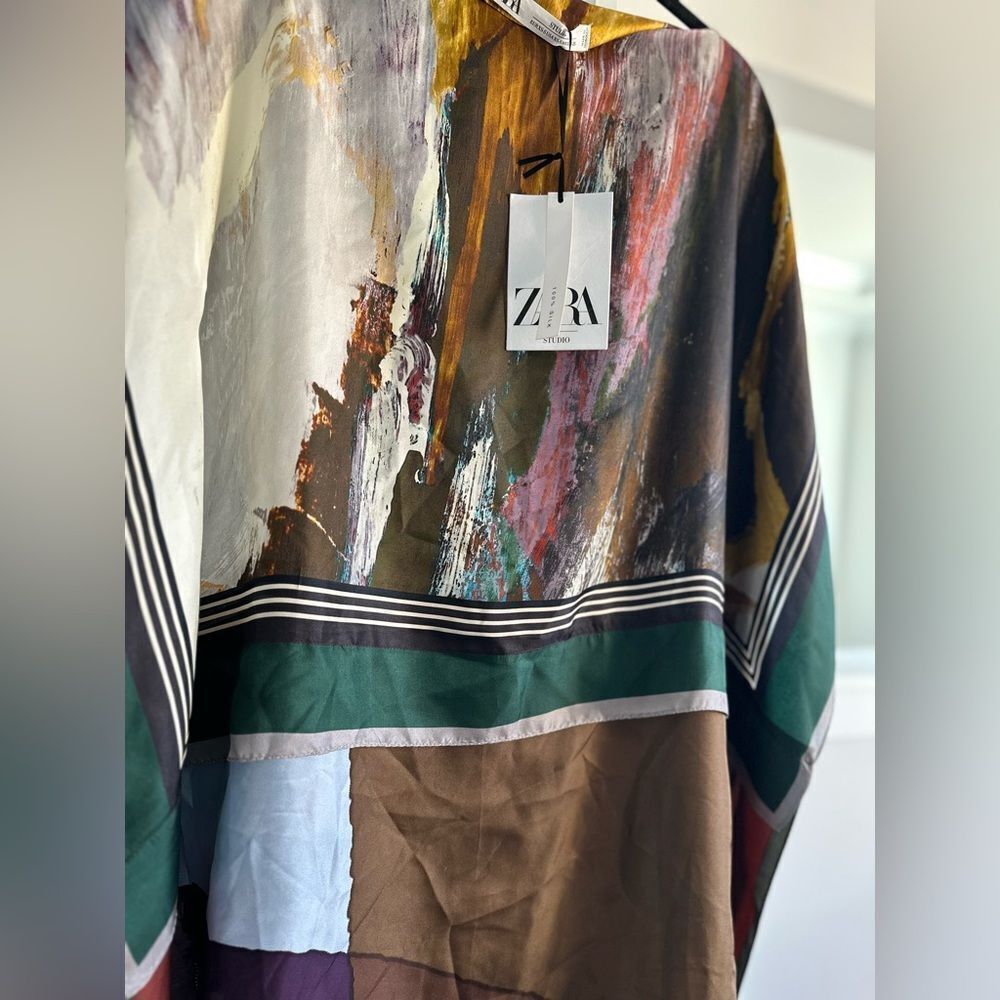 Zara 100% silk printed tunic kaftan dress - Picture 7 of 9